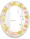 Golden Geometrical Fish Scale - Modern Round or Oval Wall Mirror - Leaves