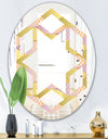 Golden Geometrical Fish Scale - Modern Round or Oval Wall Mirror - Hexagon Star