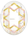 Golden Geometrical Fish Scale - Modern Round or Oval Wall Mirror - Hexagon Star