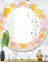 Golden Geometrical Diamond Pattern IV - Modern Round or Oval Wall Mirror - Leaves