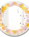 Golden Geometrical Diamond Pattern IV - Modern Round or Oval Wall Mirror - Leaves