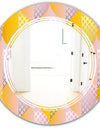 Golden Geometrical Diamond Pattern IV - Modern Round or Oval Wall Mirror - Triple C