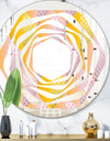 Golden Geometrical Diamond Pattern IV - Modern Round or Oval Wall Mirror - Whirl