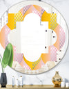 Golden Geometrical Diamond Pattern IV - Modern Round or Oval Wall Mirror - Quatrefoil