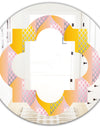 Golden Geometrical Diamond Pattern IV - Modern Round or Oval Wall Mirror - Quatrefoil