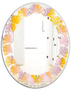 Golden Geometrical Diamond Pattern IV - Modern Round or Oval Wall Mirror - Leaves