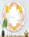Golden Geometrical Diamond Pattern IV - Modern Round or Oval Wall Mirror - Quatrefoil