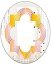 Golden Geometrical Diamond Pattern IV - Modern Round or Oval Wall Mirror - Quatrefoil