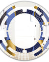 Retro Luxury Waves In Gold and Blue IV - Modern Round or Oval Wall Mirror - Space