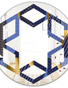 Retro Luxury Waves In Gold and Blue IV - Modern Round or Oval Wall Mirror - Hexagon Star