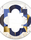 Retro Luxury Waves In Gold and Blue IV - Modern Round or Oval Wall Mirror - Quatrefoil