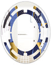 Retro Luxury Waves In Gold and Blue IV - Modern Round or Oval Wall Mirror - Space