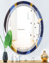 Retro Luxury Waves In Gold and Blue IV - Modern Round or Oval Wall Mirror - Triple C