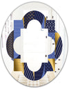 Retro Luxury Waves In Gold and Blue IV - Modern Round or Oval Wall Mirror - Quatrefoil