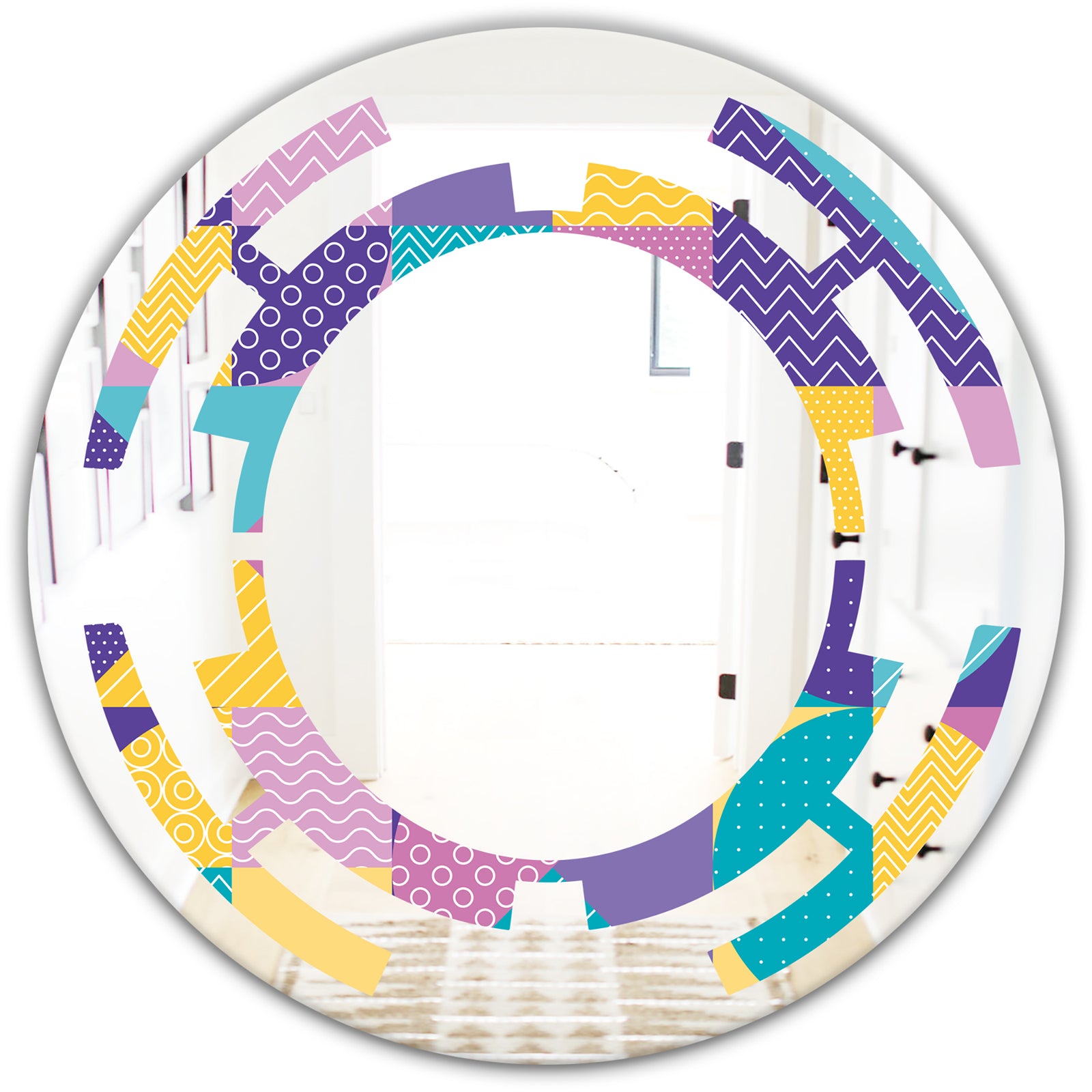 Geometrical Pastel Abstract I - Modern Round or Oval Wall Mirror - Space