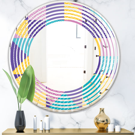 Geometrical Pastel Abstract I - Modern Round or Oval Wall Mirror - Wave