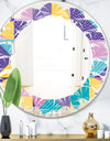 Geometrical Pastel Abstract I - Modern Round or Oval Wall Mirror - Leaves