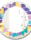 Geometrical Pastel Abstract I - Modern Round or Oval Wall Mirror - Leaves