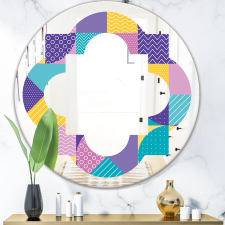 Geometrical Pastel Abstract I - Modern Round or Oval Wall Mirror - Quatrefoil