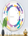 Geometrical Pastel Abstract I - Modern Round or Oval Wall Mirror - Space