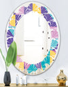 Geometrical Pastel Abstract I - Modern Round or Oval Wall Mirror - Leaves