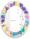 Geometrical Pastel Abstract I - Modern Round or Oval Wall Mirror - Leaves