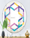 Geometrical Pastel Abstract I - Modern Round or Oval Wall Mirror - Hexagon Star