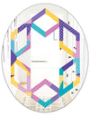 Geometrical Pastel Abstract I - Modern Round or Oval Wall Mirror - Hexagon Star