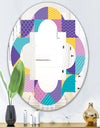Geometrical Pastel Abstract I - Modern Round or Oval Wall Mirror - Quatrefoil