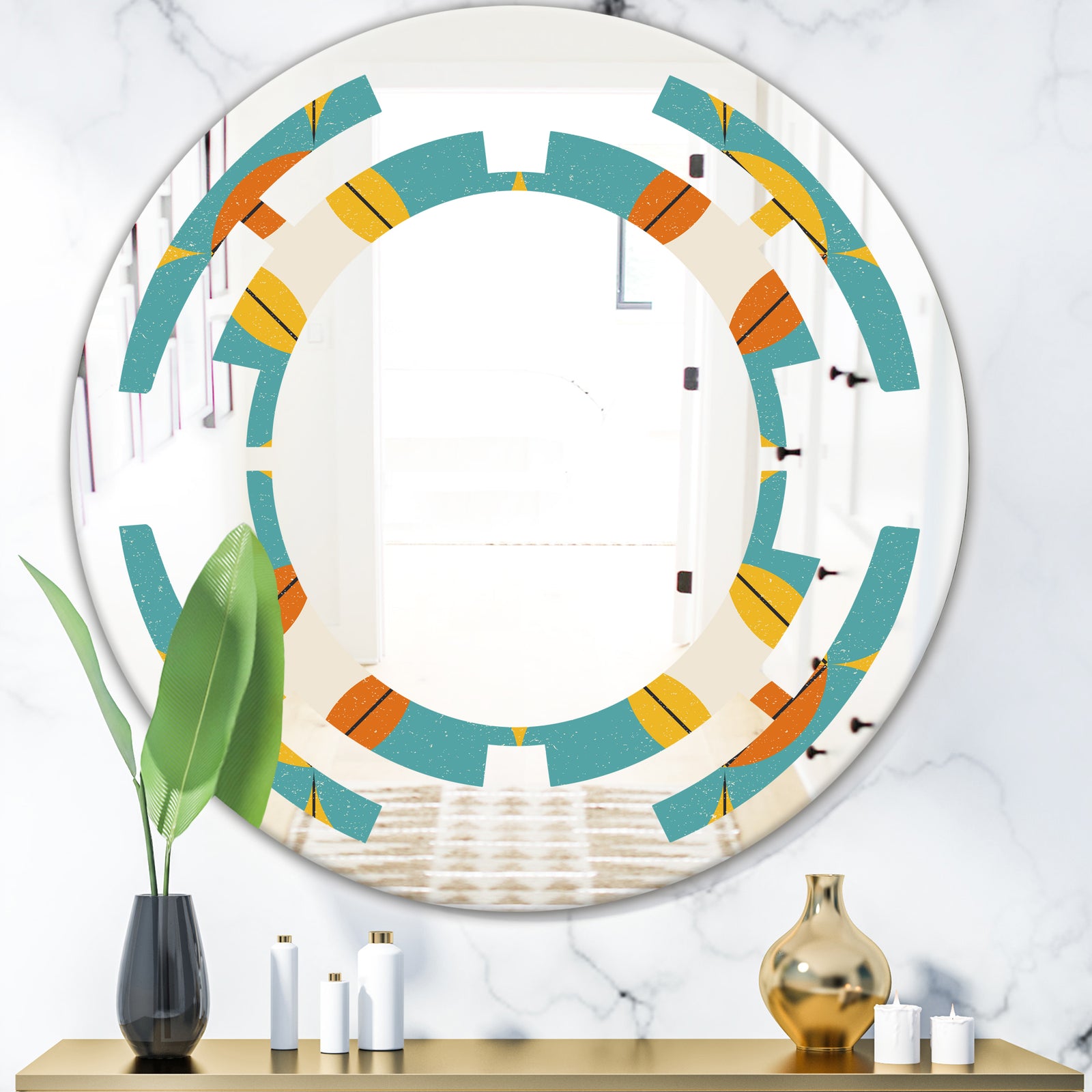 Diamond Retro IV - Cottage Round or Oval Wall Mirror - Space