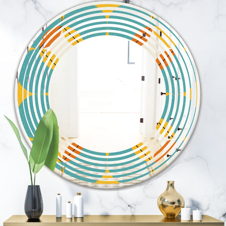 Diamond Retro IV - Cottage Round or Oval Wall Mirror - Wave