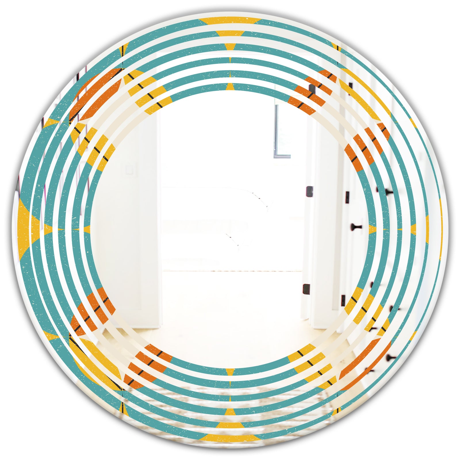 Diamond Retro IV - Cottage Round or Oval Wall Mirror - Wave