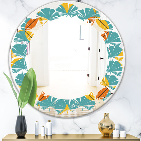 Diamond Retro IV - Cottage Round or Oval Wall Mirror - Leaves