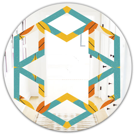 Diamond Retro IV - Cottage Round or Oval Wall Mirror - Hexagon Star