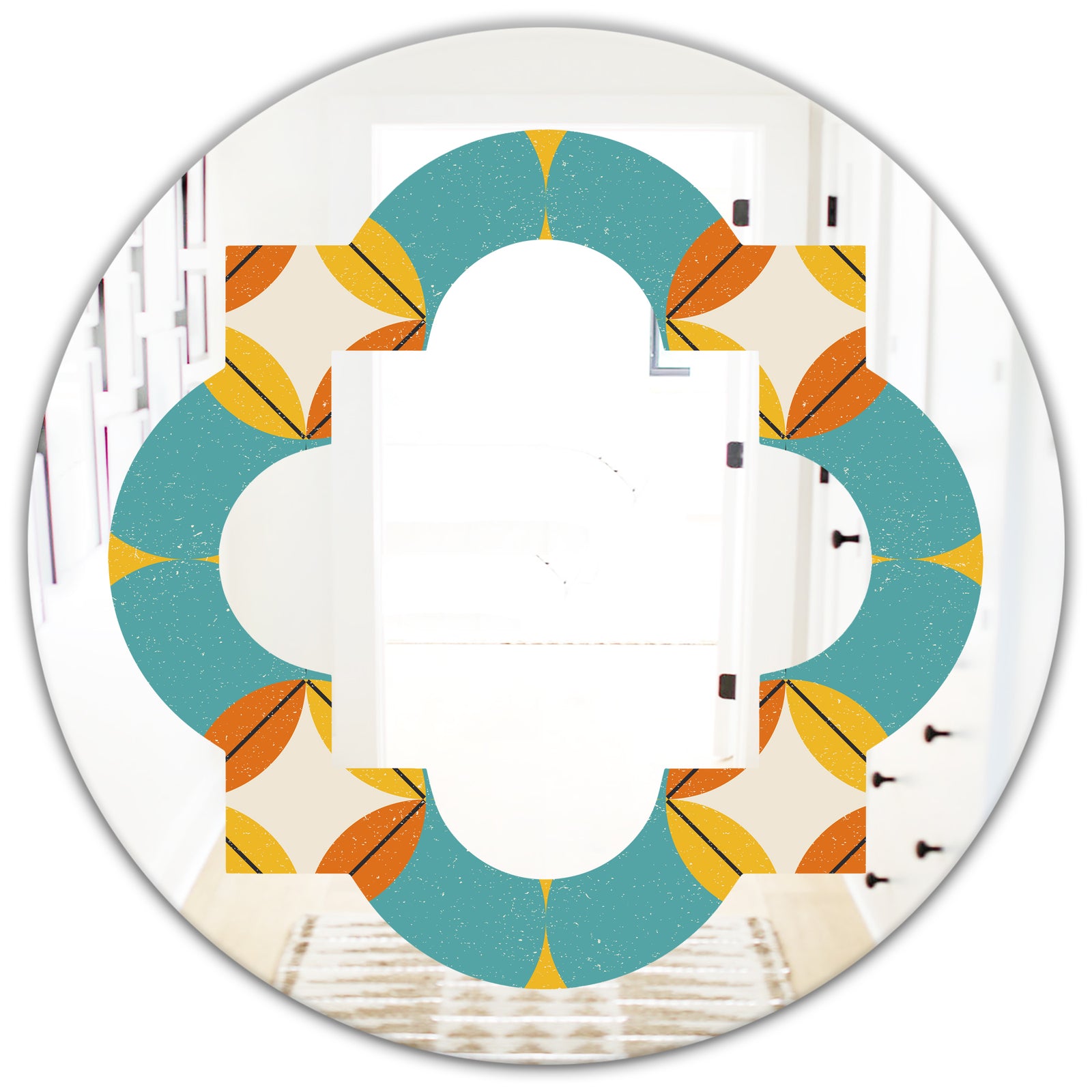 Diamond Retro IV - Cottage Round or Oval Wall Mirror - Quatrefoil