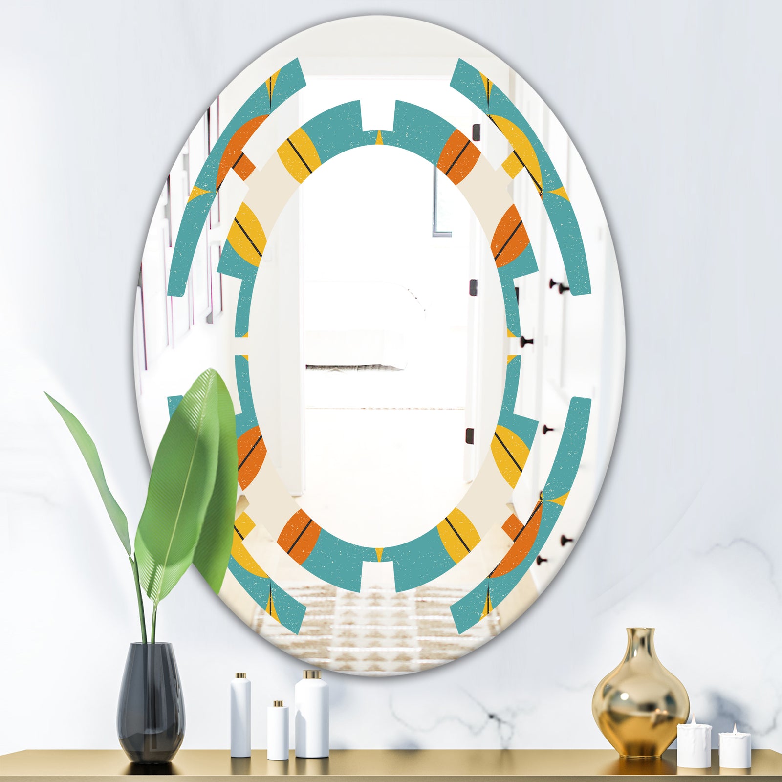 Diamond Retro IV - Cottage Round or Oval Wall Mirror - Space