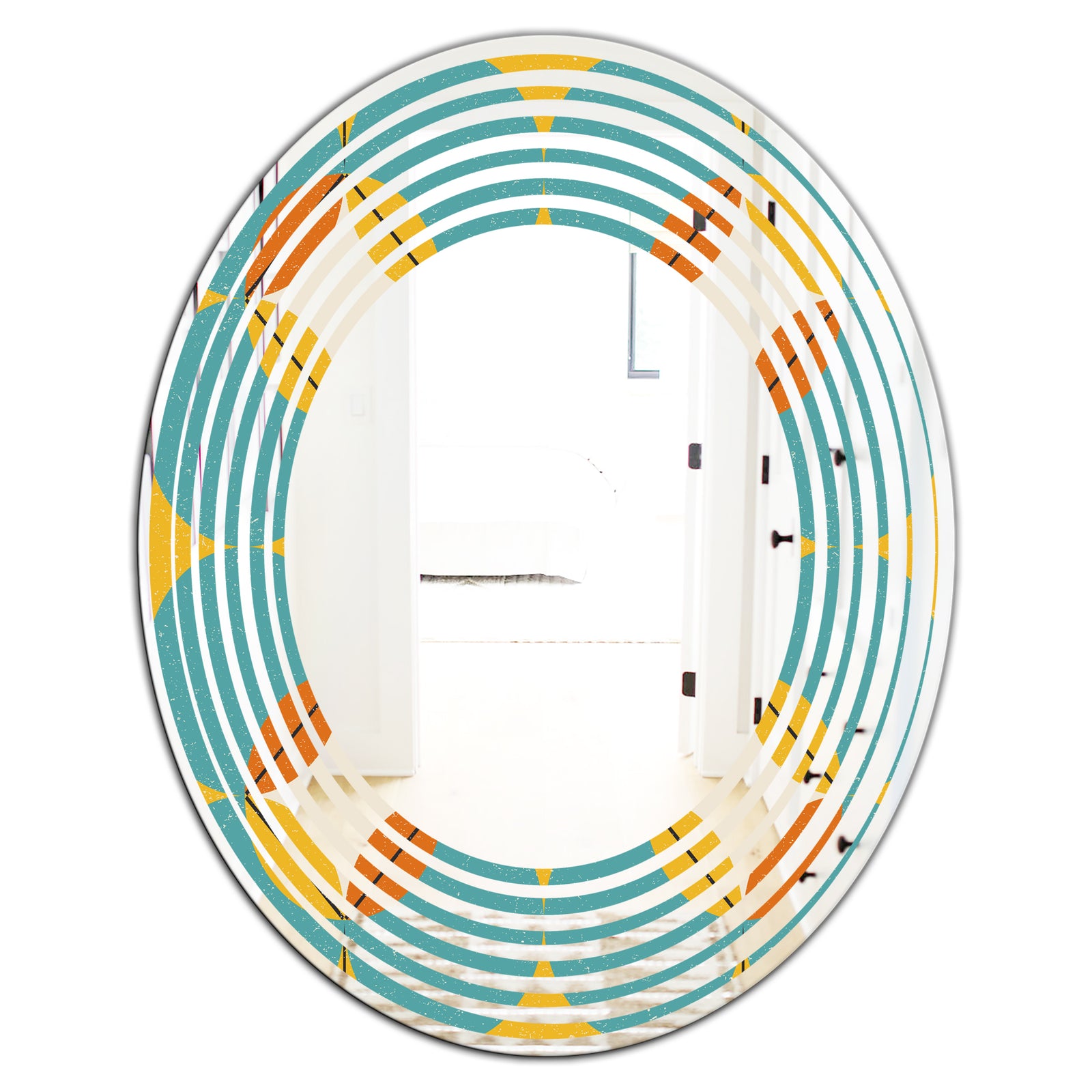 Diamond Retro IV - Cottage Round or Oval Wall Mirror - Wave