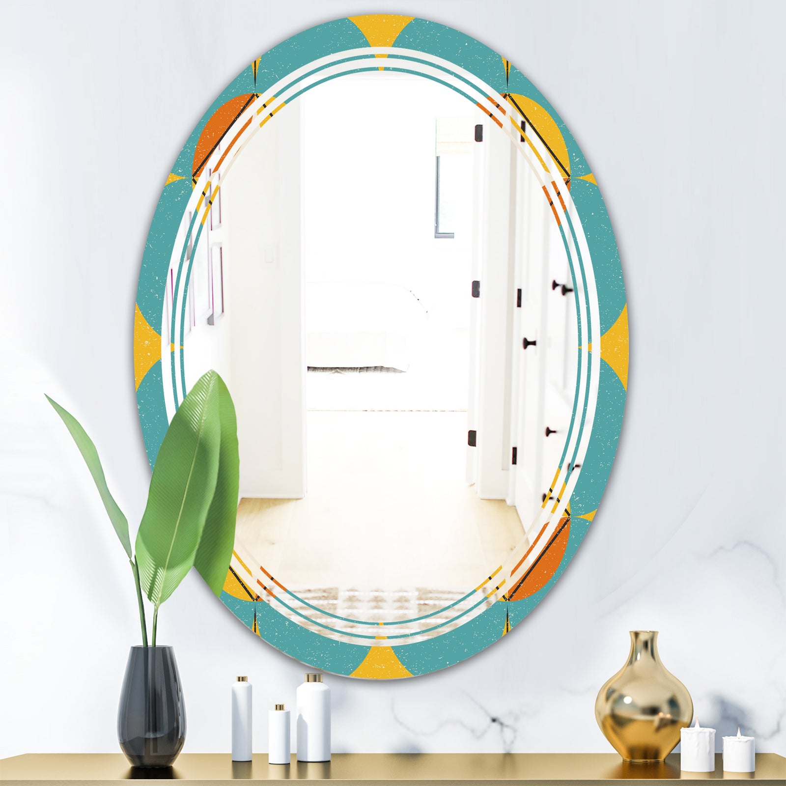 Diamond Retro IV - Cottage Round or Oval Wall Mirror - Triple C