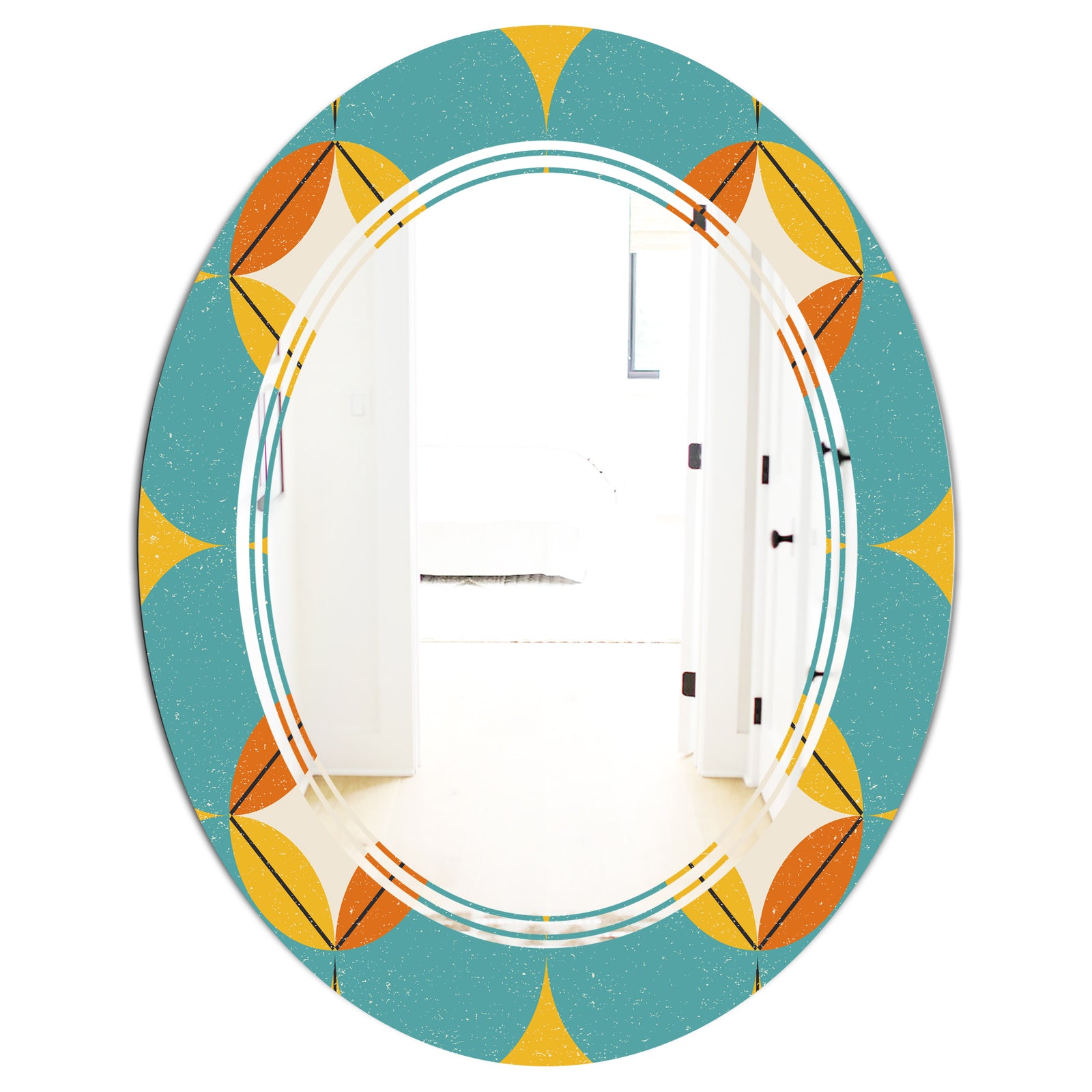 Diamond Retro IV - Cottage Round or Oval Wall Mirror - Triple C