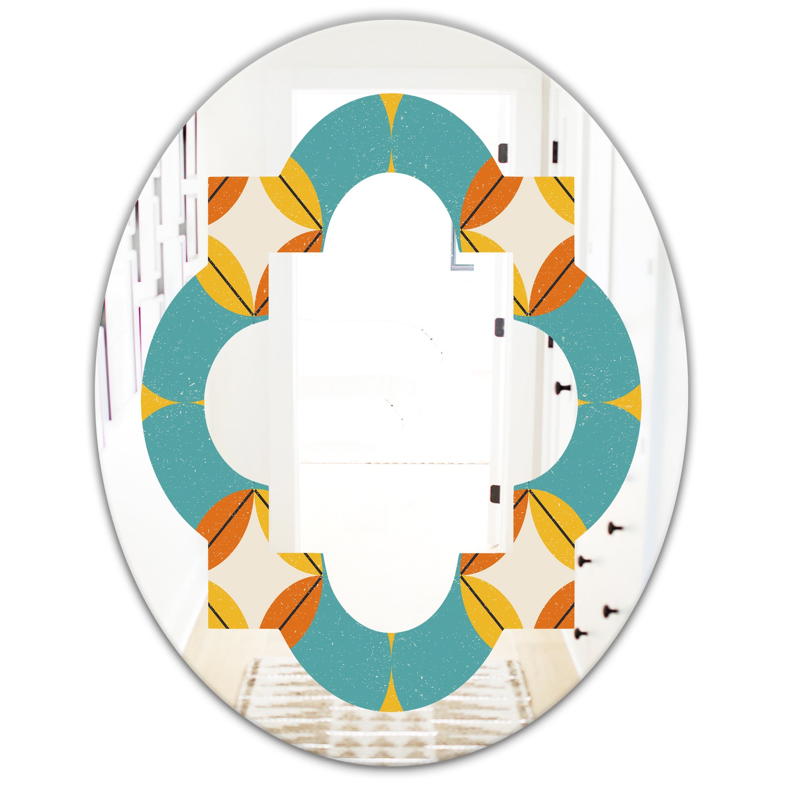Diamond Retro IV - Cottage Round or Oval Wall Mirror - Quatrefoil