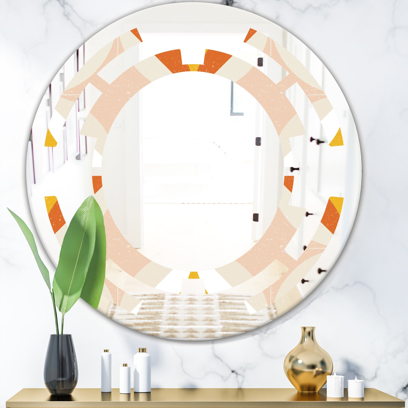 Retro Abstract Design XII - Modern Round or Oval Wall Mirror - Space
