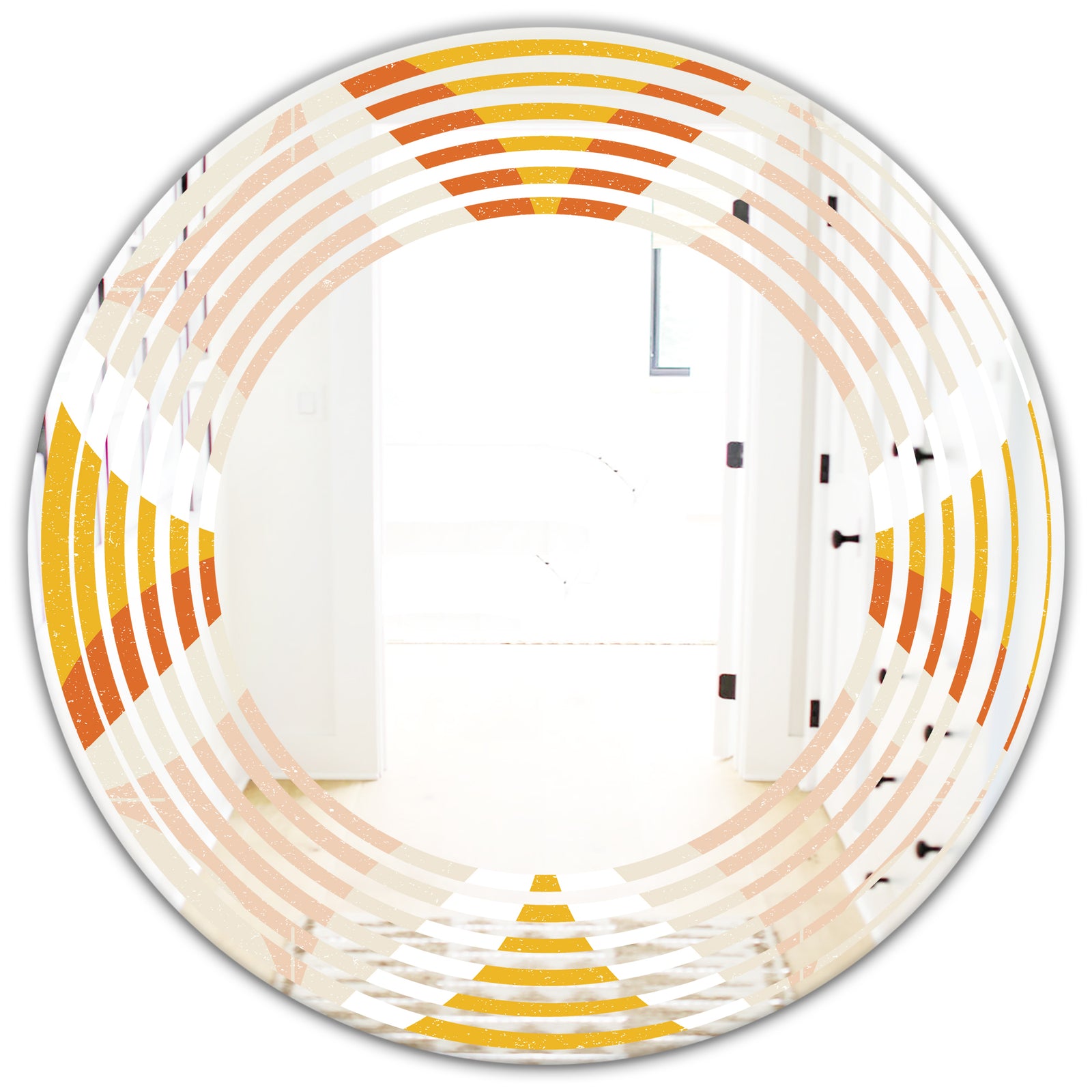 Retro Abstract Design XII - Modern Round or Oval Wall Mirror - Wave