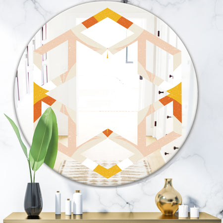 Retro Abstract Design XII - Modern Round or Oval Wall Mirror - Hexagon Star