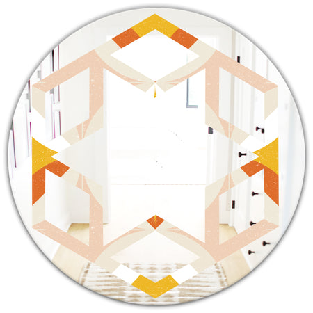 Retro Abstract Design XII - Modern Round or Oval Wall Mirror - Hexagon Star