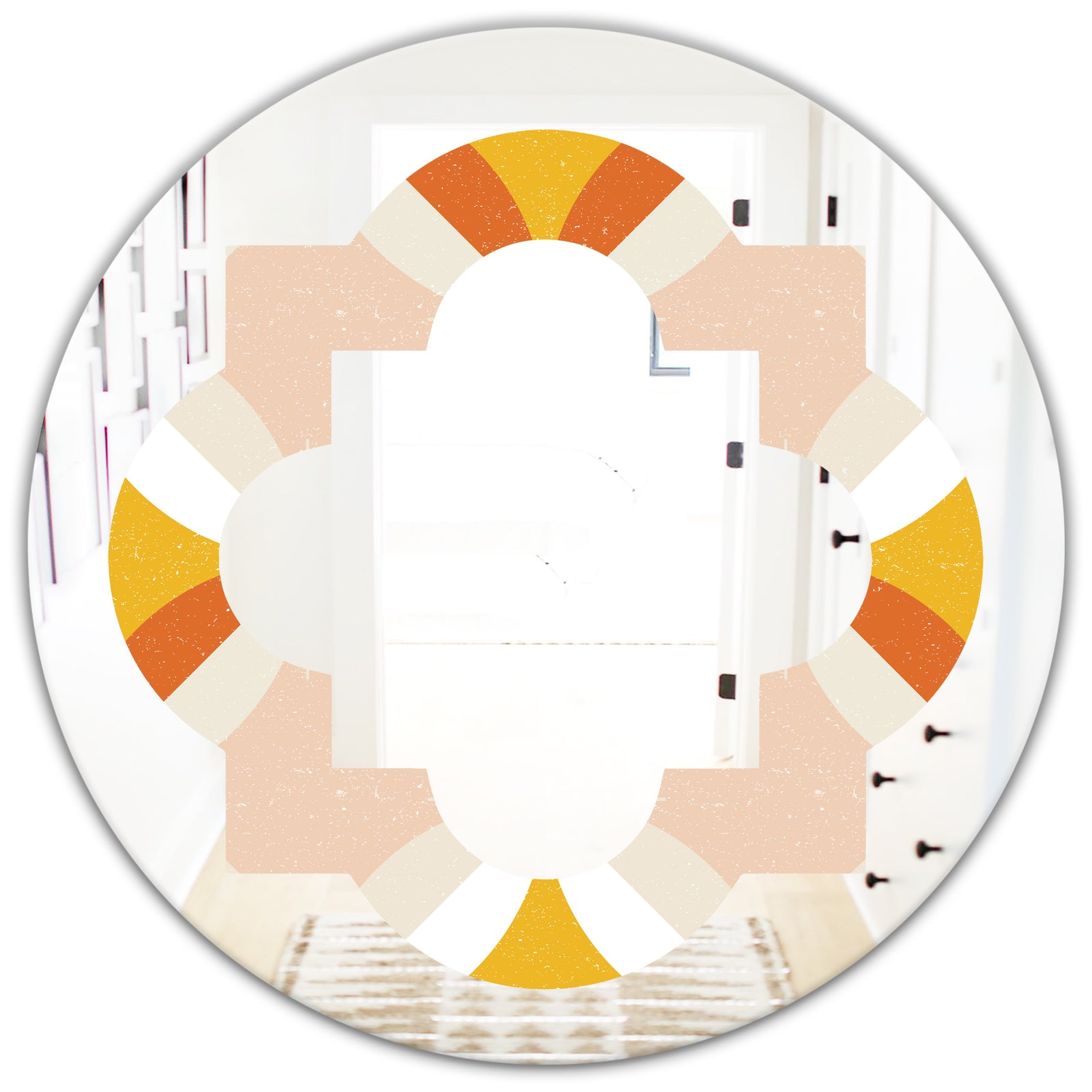 Retro Abstract Design XII - Modern Round or Oval Wall Mirror - Quatrefoil