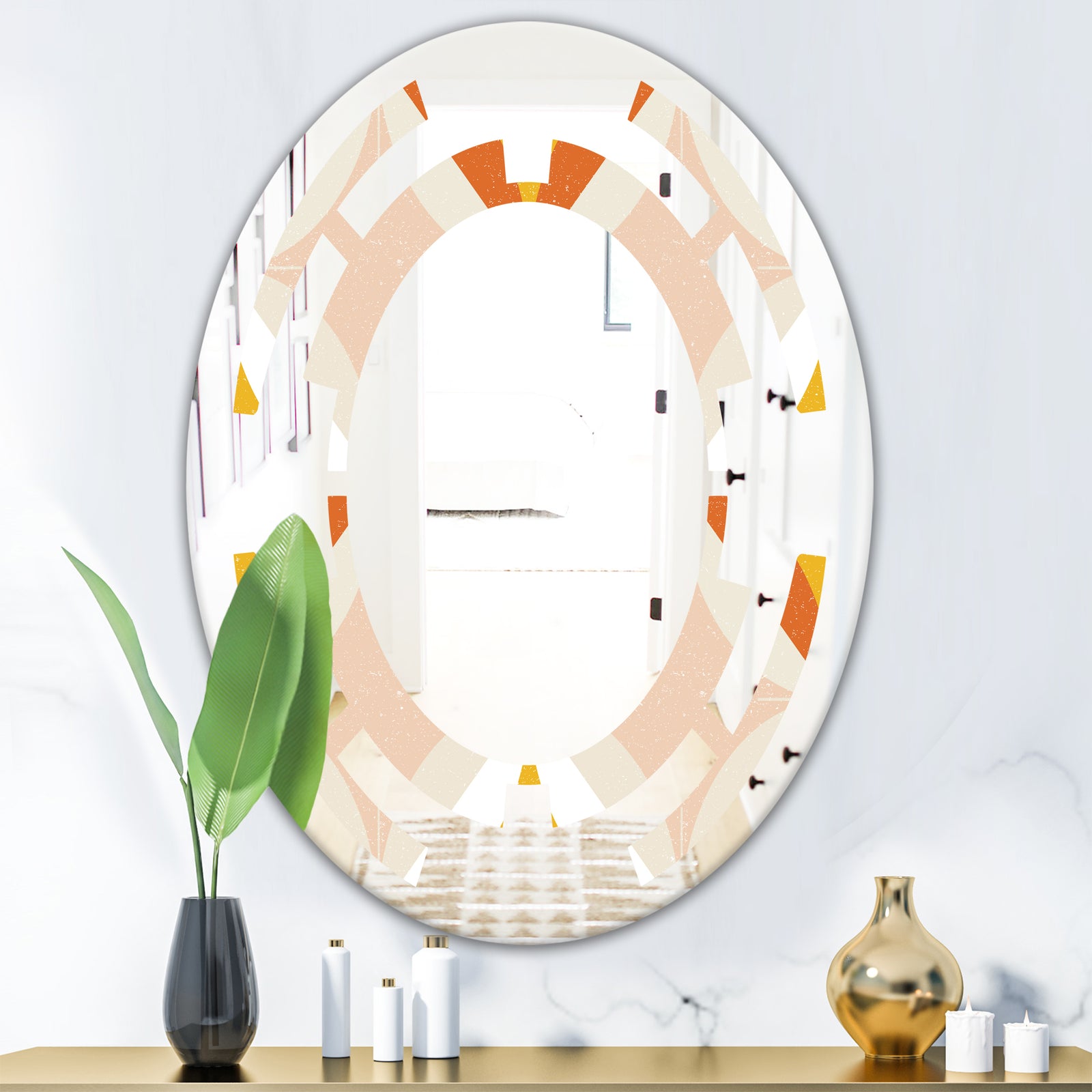Retro Abstract Design XII - Modern Round or Oval Wall Mirror - Space