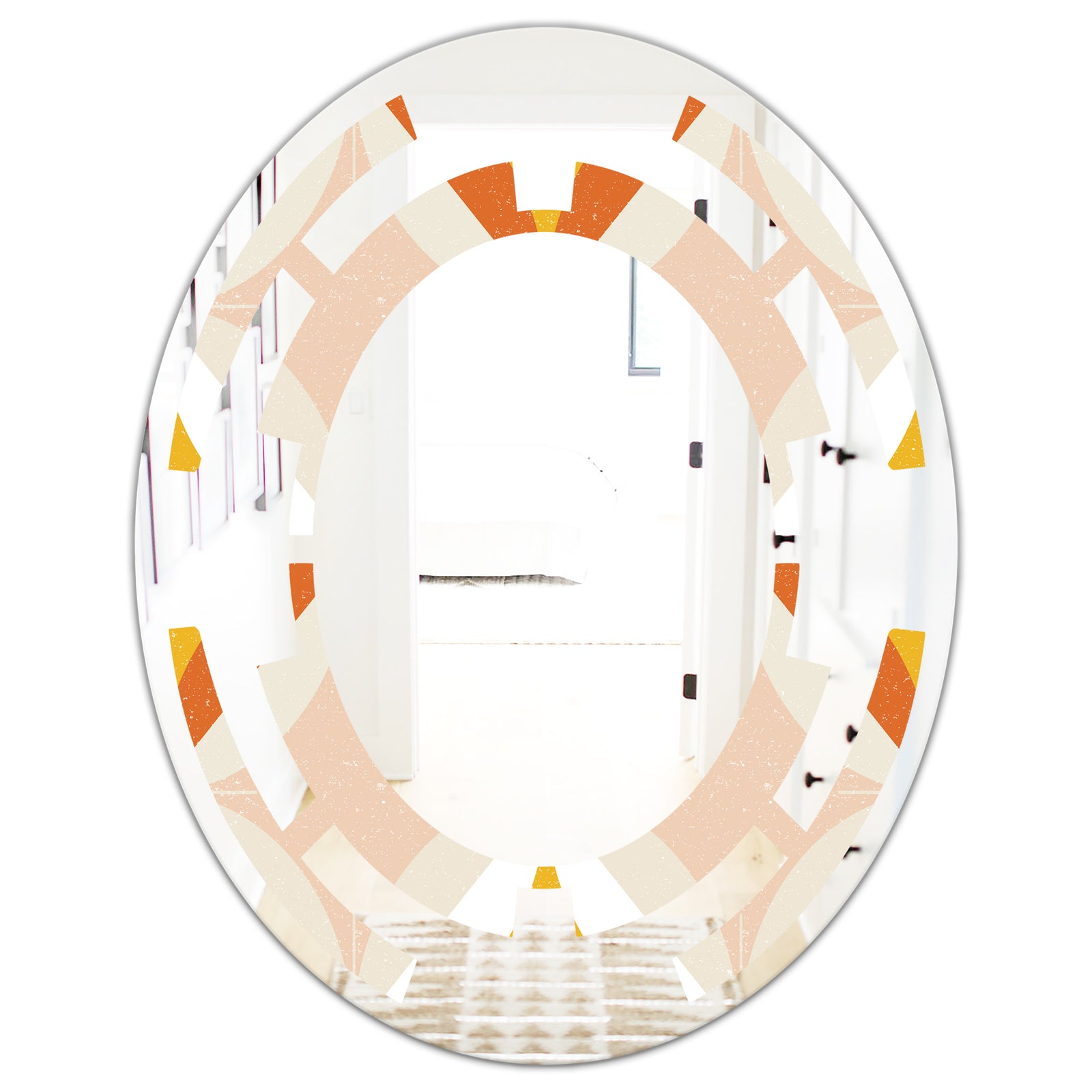 Retro Abstract Design XII - Modern Round or Oval Wall Mirror - Space
