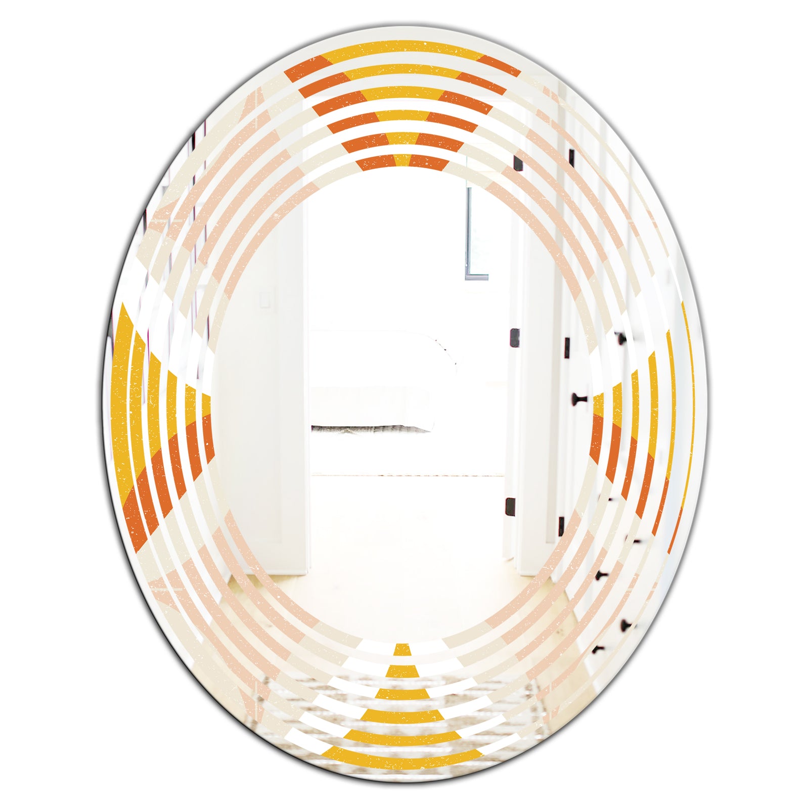Retro Abstract Design XII - Modern Round or Oval Wall Mirror - Wave