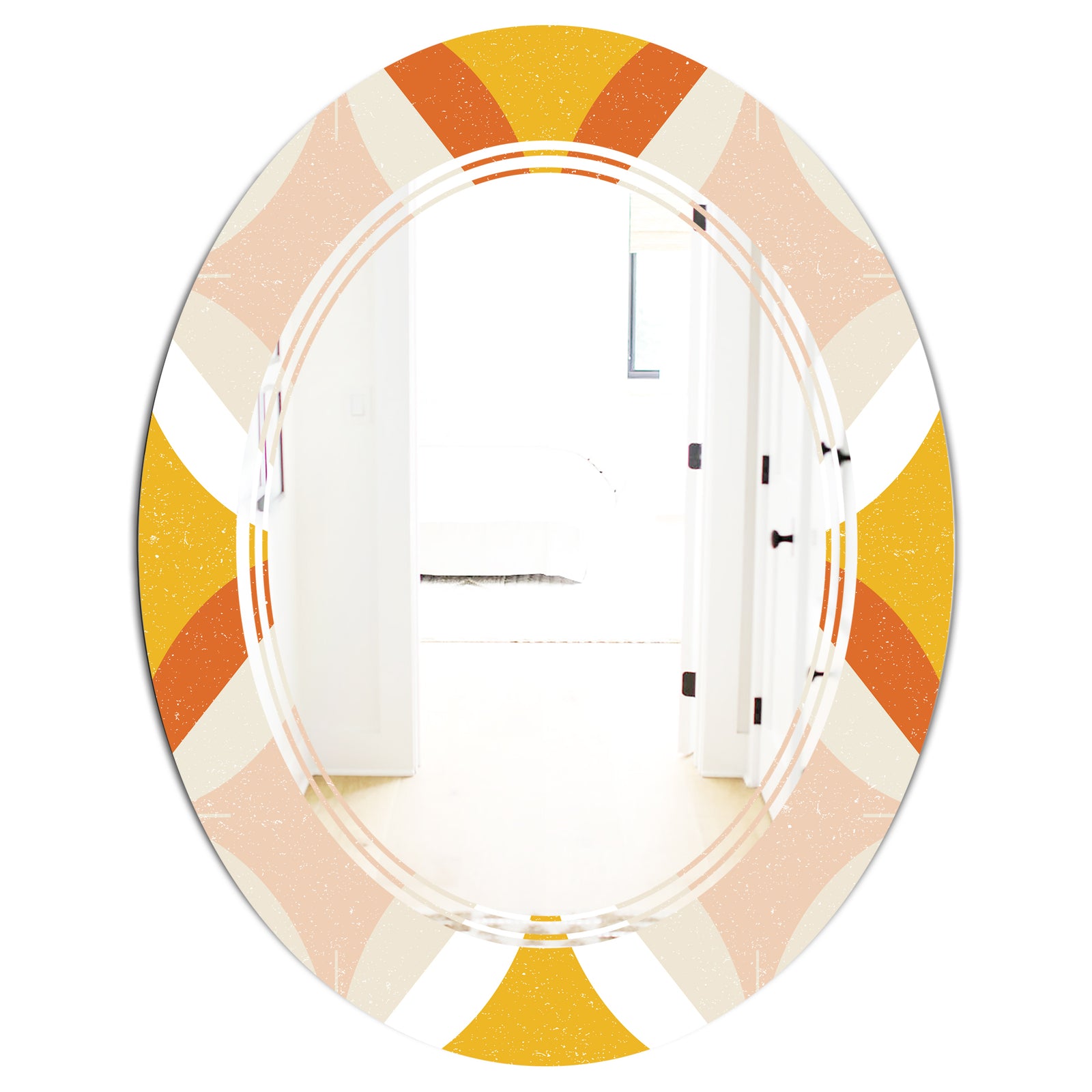 Retro Abstract Design XII - Modern Round or Oval Wall Mirror - Triple C