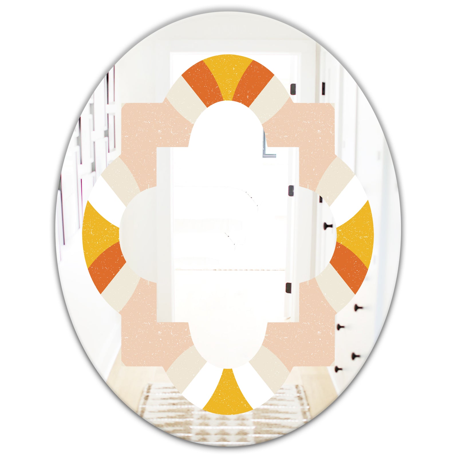 Retro Abstract Design XII - Modern Round or Oval Wall Mirror - Quatrefoil